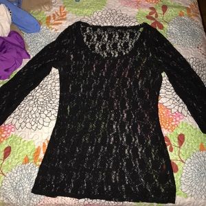 Black Lace Long Sleeve Shirt